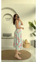 Rosa Kemerli Elbise - Bebe Mavisi - 8582