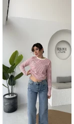 Rosalind Uzun Kollu Çizgili Bluz - Kırmızı