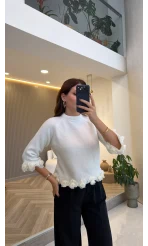 Rose Detay Triko Kazak - Ekru - Kod: 9108