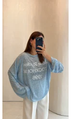 Rowe Baskı Detay Tshirt - Mavi - Kod: 1113