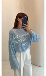 Rowe Baskı Detay Tshirt - Mavi - Kod: 1113