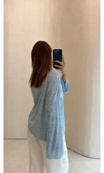 Rowe Baskı Detay Tshirt - Mavi - Kod: 1113