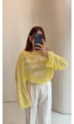 Rowe Baskı Detay Tshirt - Sarı - Kod: 1113