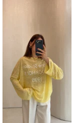Rowe Baskı Detay Tshirt - Sarı - Kod: 1113