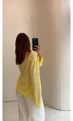 Rowe Baskı Detay Tshirt - Sarı - Kod: 1113