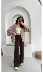 Ru Bürümcük Pantolon Kahve - 4023