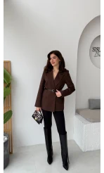 Rupert Kemerli Poliviskon Ceket - Acı Kahve - Kod: 9700