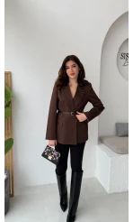 Rupert Kemerli Poliviskon Ceket - Acı Kahve - Kod: 9700