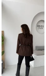 Rupert Kemerli Poliviskon Ceket - Acı Kahve - Kod: 9700