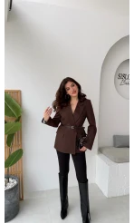 Rupert Kemerli Poliviskon Ceket - Acı Kahve - Kod: 9700