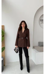 Rupert Kemerli Poliviskon Ceket - Acı Kahve - Kod: 9700