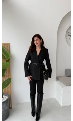 Rupert Kemerli Poliviskon Ceket - Siyah - Kod: 9700