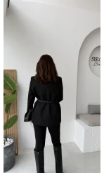 Rupert Kemerli Poliviskon Ceket - Siyah - Kod: 9700