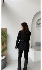 Rupert Kemerli Poliviskon Ceket - Siyah - Kod: 9700