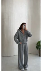 Ruth Kapüşonlu Hırka Eşofman Takım - Gri