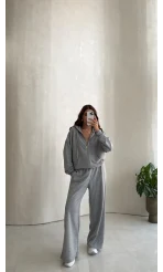 Ruth Kapüşonlu Hırka Eşofman Takım - Gri