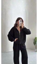 Ruth Kapüşonlu Hırka Eşofman Takım - Siyah