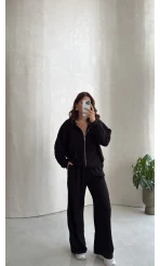 Ruth Kapüşonlu Hırka Eşofman Takım - Siyah