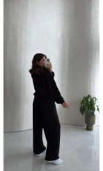 Ruth Kapüşonlu Hırka Eşofman Takım - Siyah