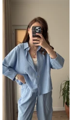 Rüya Gömlek Pantolon Takım Mavi