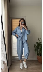 Rüya Gömlek Pantolon Takım Mavi