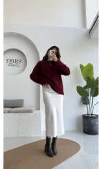 Sadie Midi Saten Etek - Beyaz - Kod: 5014