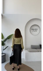 Sadie Midi Saten Etek - Siyah - Kod: 5014