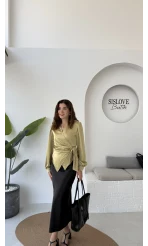 Sadie Midi Saten Etek - Siyah - Kod: 5014