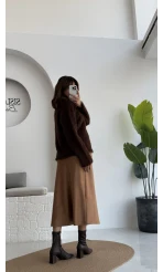 Sadie Midi Saten Etek - Taba - Kod: 5014