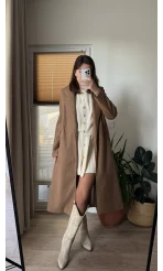 Şaika Camel Rengi Astarlı Kaban