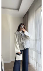 Sakallı Astarlı Tasarım Gri Yelek