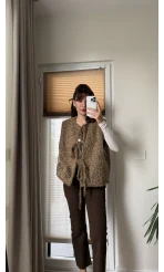 Sakallı Astarlı Tasarım Kahverengi Yelek