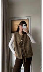 Sakallı Astarlı Tasarım Kahverengi Yelek