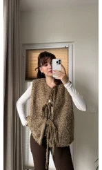 Sakallı Astarlı Tasarım Kahverengi Yelek