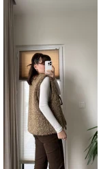 Sakallı Astarlı Tasarım Kahverengi Yelek