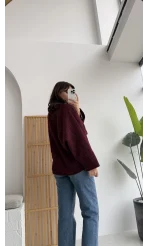 Sakallı Kaşe Tasarım Ceket Bordo