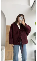 Sakallı Kaşe Tasarım Ceket Bordo