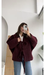 Sakallı Kaşe Tasarım Ceket Bordo