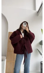 Sakallı Kaşe Tasarım Ceket Bordo