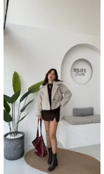 Sakallı Tek Düğmeli Ceket - Taş