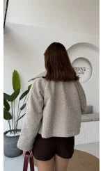 Sakallı Tek Düğmeli Ceket - Taş