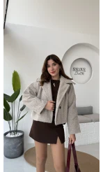 Sakallı Tek Düğmeli Ceket - Taş