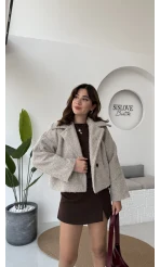 Sakallı Tek Düğmeli Ceket - Taş