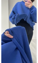 SAKS Mavisi Oversize Şardonlu Sweat