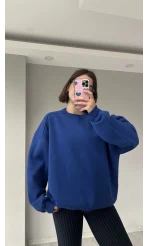 SAKS Mavisi Oversize Şardonlu Sweat