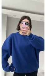 SAKS Mavisi Oversize Şardonlu Sweat