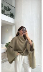 Şal Detay Bluz - Olive - Kod: 5541