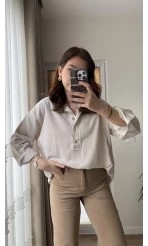 Salaş Keten Bluz - Taş