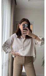 Salaş Keten Bluz - Taş