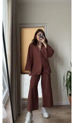 Sarah Önden Klipsli Ceket Takım - Kiremit